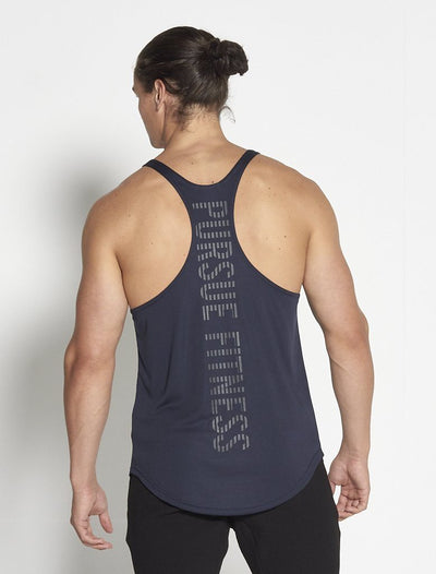 PURSUE FITNESS Essential Stringer Sleeveless Top Men's Workout Vest Navy - Activemen Clothing