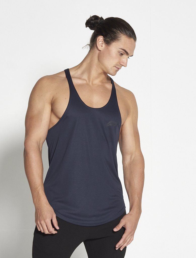 PURSUE FITNESS Essential Stringer Sleeveless Top Men's Workout Vest Navy - Activemen Clothing