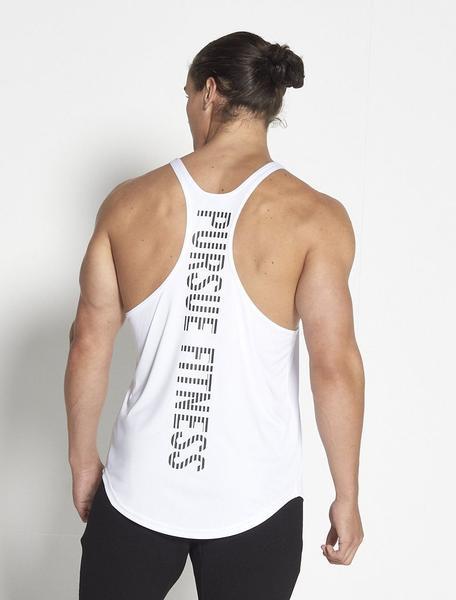 PURSUE FITNESS Essential Stringer Sleeveless Top Men's Workout Vest White - Activemen Clothing