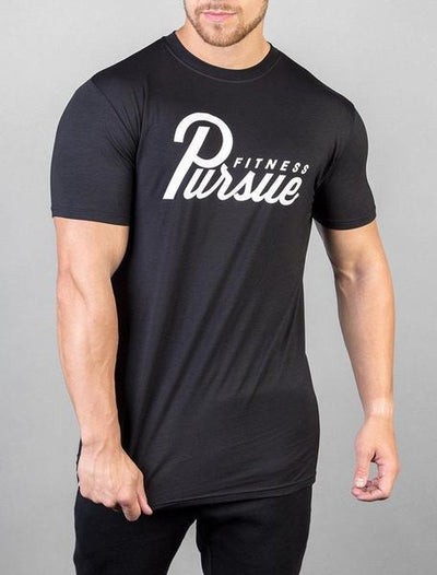 PURSUE FITNESS Classic Logo Tee Men's Short Sleeve T-Shirt Black - Activemen Clothing